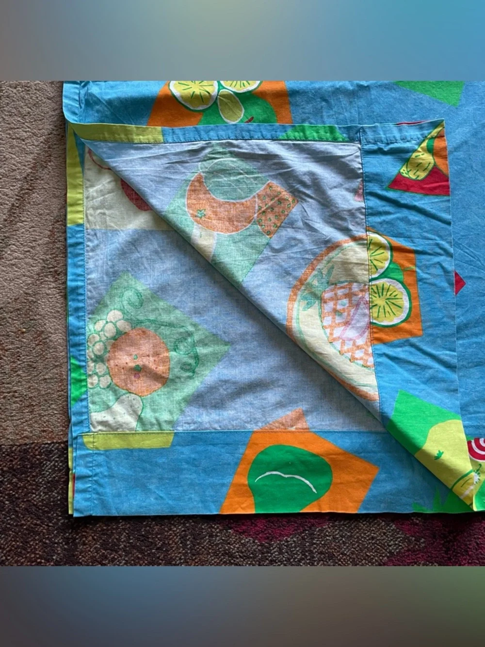 Rare VTG IKEA Fruit Queen Sheet/Curtain Colorful Kidcore Unique Lemon 65